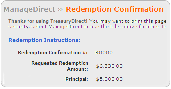 Screen segment for Redemption Confirmation with sample redemption instructions.