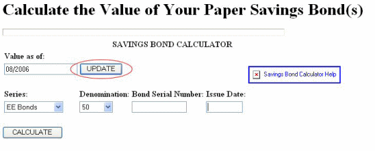 screen shot of calculator update button screen shot of calculator update button